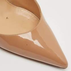 Sergio Rossi Beige Patent Leather Mary Jane Pumps Size 40.5