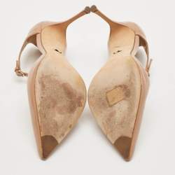 Sergio Rossi Beige Patent Leather Mary Jane Pumps Size 40.5