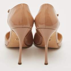 Sergio Rossi Beige Patent Leather Mary Jane Pumps Size 40.5