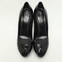 Pre Owned Sergio Rossi Black Patent Leather Platform Pumps Size 40.5