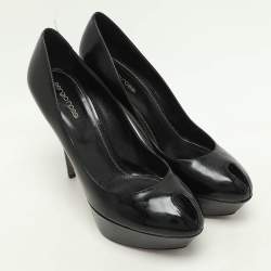 Pre Owned Sergio Rossi Black Patent Leather Platform Pumps Size 40.5