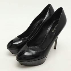 Pre Owned Sergio Rossi Black Patent Leather Platform Pumps Size 40.5