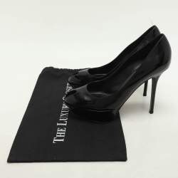 Pre Owned Sergio Rossi Black Patent Leather Platform Pumps Size 40.5
