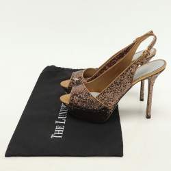Sergio Rossi Metallic Glitter Slingback Platform Sandals Size 40.5