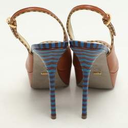 Sergio Rossi Brown Leather Platform Slingback Pumps Size 40