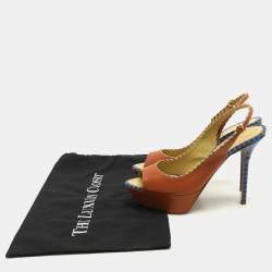 Sergio Rossi Brown Leather Platform Slingback Pumps Size 40