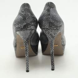 Sergio Rossi Grey/Black Python Knotted Peep Toe Platform Pumps Size 41