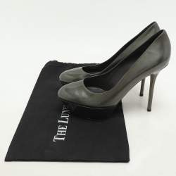 Pre Owned Sergio Rossi Grey Patent Leather Platform Pumps Size 40.5