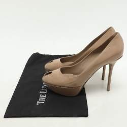 Sergio Rossi Beige Leather Peep Toe Platform Pumps Size 41