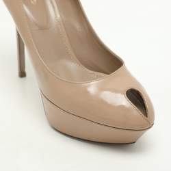 Sergio Rossi Beige Leather Peep Toe Platform Pumps Size 41