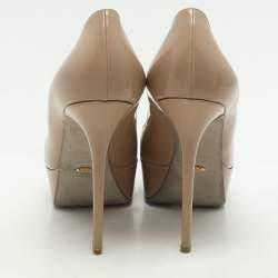 Sergio Rossi Beige Leather Peep Toe Platform Pumps Size 41