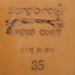 Pre Owned Sergio Rossi Beige/White Leather Slingback Pumps Size 35