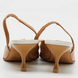 Pre Owned Sergio Rossi Beige/White Leather Slingback Pumps Size 35