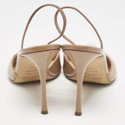 Sergio Rossi Beige Patent Leather Godiva Pointed Toe Slingback Pumps Size 40