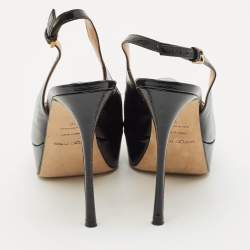 Sergio Rossi Black Leather Platform Slingback Pumps Size 36