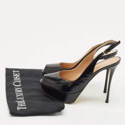 Sergio Rossi Black Leather Platform Slingback Pumps Size 36