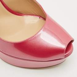 Pre Owned Sergio Rossi Pink Patent Leather Peep Toe Slingback Platform Pumps Size 36