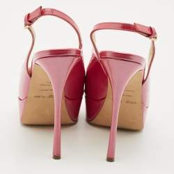 Pre Owned Sergio Rossi Pink Patent Leather Peep Toe Slingback Platform Pumps Size 36