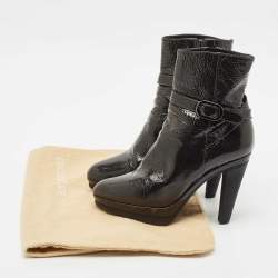 Sergio Rossi Grey Patent Leather Ankle Boots Size 36.5