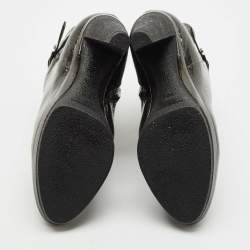 Sergio Rossi Grey Patent Leather Ankle Boots Size 36.5