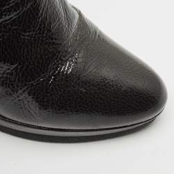 Sergio Rossi Grey Patent Leather Ankle Boots Size 36.5