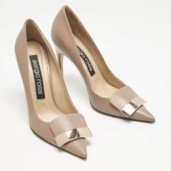 Sergio Rossi Beige Leather SR1 Pointed Toe Pumps Size 40