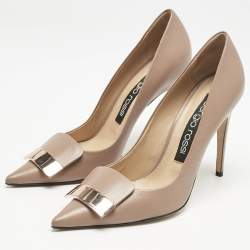 Sergio Rossi Beige Leather SR1 Pointed Toe Pumps Size 40