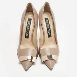 Sergio Rossi Beige Leather SR1 Pointed Toe Pumps Size 40