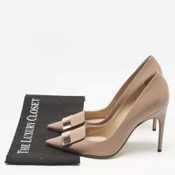 Sergio Rossi Beige Leather SR1 Pointed Toe Pumps Size 40