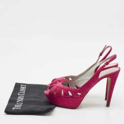 Sergio Rossi Pink Suede Platform Slingback Sandals Size 38