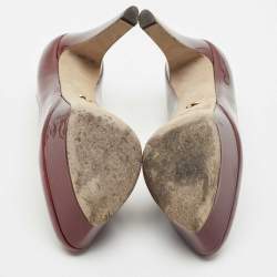 Pre Owned Sergio Rossi Burgundy  Patent Leather Platform Pumps Size 40.5