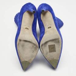 Sergio Rossi Blue Suede Pointed Toe Platform Ankle Boots Size 37