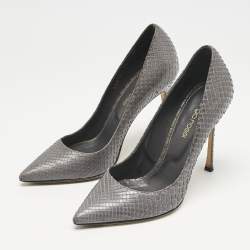 Sergio Rossi Grey Python Leather Pointed Toe Pumps Size 35
