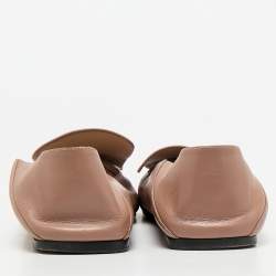 Sergio Rossi Dusty Pink Leather Square Toe sr1 Oro Rosa Loafers Size 36