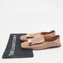Sergio Rossi Dusty Pink Leather Square Toe sr1 Oro Rosa Loafers Size 36