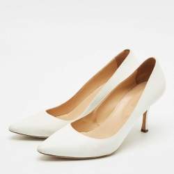 Sergio Rossi White Leather Pointed Toe Pumps Size 40