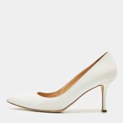 Sergio Rossi White Leather Pointed Toe Pumps Size 40