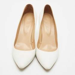 Sergio Rossi White Leather Pointed Toe Pumps Size 40