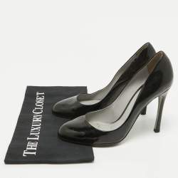 Sergio Rossi Black Patent Leather Round Toe Pumps Size 40