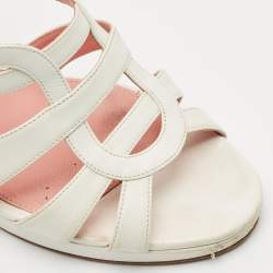 Pre Owned Sergio Rossi White Leather Slingback Sandals Size 40.5