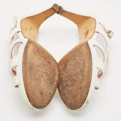 Pre Owned Sergio Rossi White Leather Slingback Sandals Size 40.5