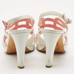 Pre Owned Sergio Rossi White Leather Slingback Sandals Size 40.5