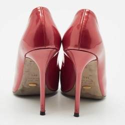 Pre Owned Sergio Rossi Metallic Red Patent Leather Round Toe Pumps Size 38.5