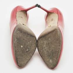 Pre Owned Sergio Rossi Metallic Red Patent Leather Round Toe Pumps Size 38.5