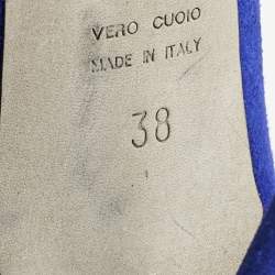 Sergio Rossi Blue Suede Round Toe Pumps Size 38