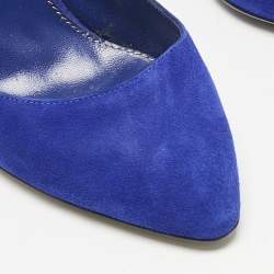 Sergio Rossi Blue Suede Round Toe Pumps Size 38