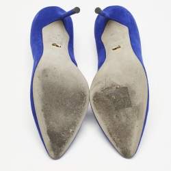 Sergio Rossi Blue Suede Round Toe Pumps Size 38