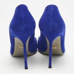 Sergio Rossi Blue Suede Round Toe Pumps Size 38