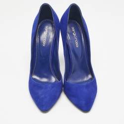 Sergio Rossi Blue Suede Round Toe Pumps Size 38