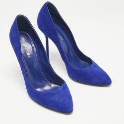 Sergio Rossi Blue Suede Round Toe Pumps Size 38